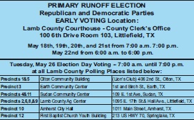 Texas Primary Runoff set for May 26, Early voting starts May 18 - May 22