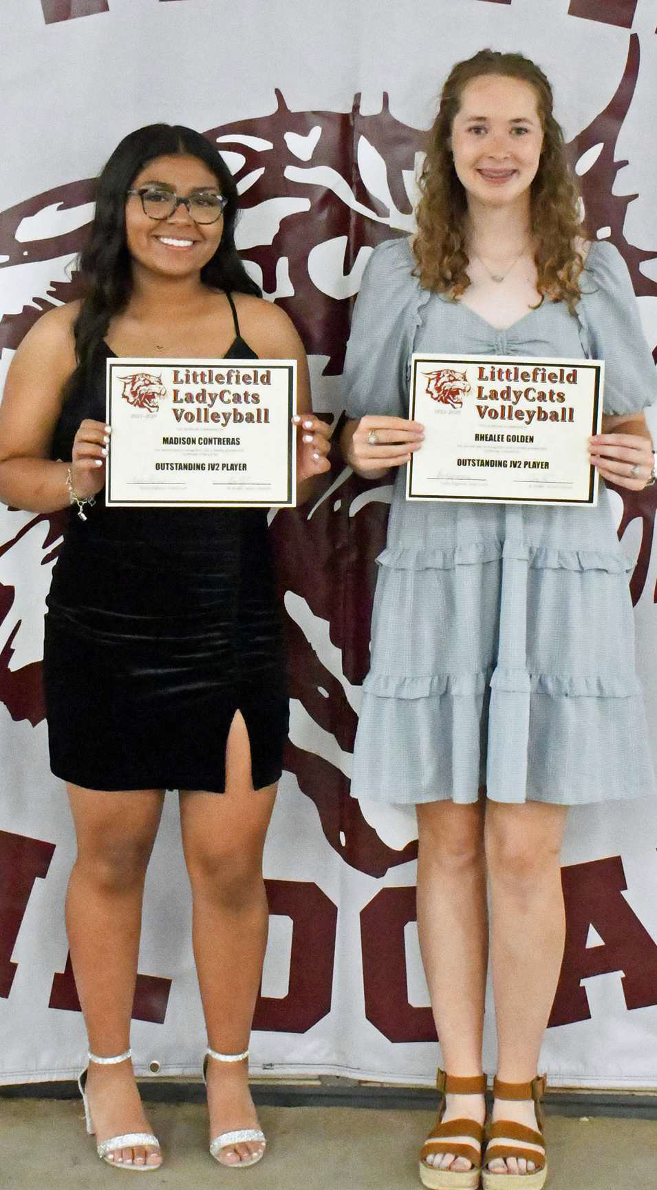 2023-2024 JV2 VOLLEYBALLAWARDS - Madison Contreras, Co-Outstanding JV2 player; Rhealee Golden, Co-Outstanding JV2 Player. (Staff Photo by Derek Lopez)