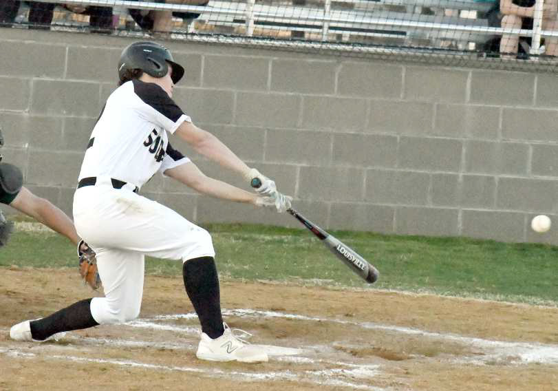 DRIVING IN RUNS - Sudan junior, Trent Wilson, hit a two-RBI double into the left-center field gap in the bottom of the foruth inning to cut the Springlake-Earth lead to, 7-5, on Monday, during the Hornets fiverun fourth inning to walk it off against the Wolverines in their home-opener, 8-7. (Staff Photo by Derek Lopez)
