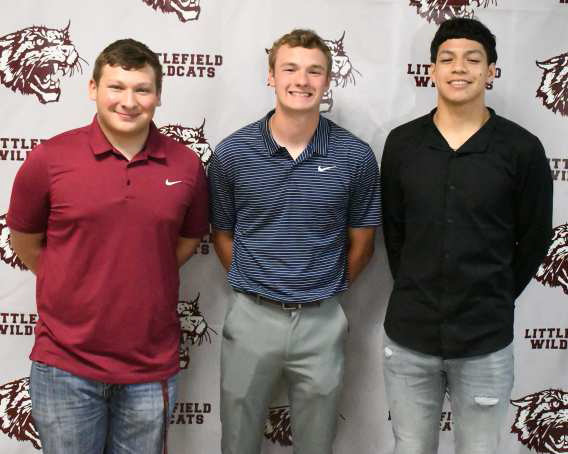 HONORABLE Mention All-District Football - Ace Acevedo, Offensive Lineman; Chip Green, Quarterback; Jeremiah Trevino, Linebacker; (Not Shown) Daniel Garcia, Defensive Back