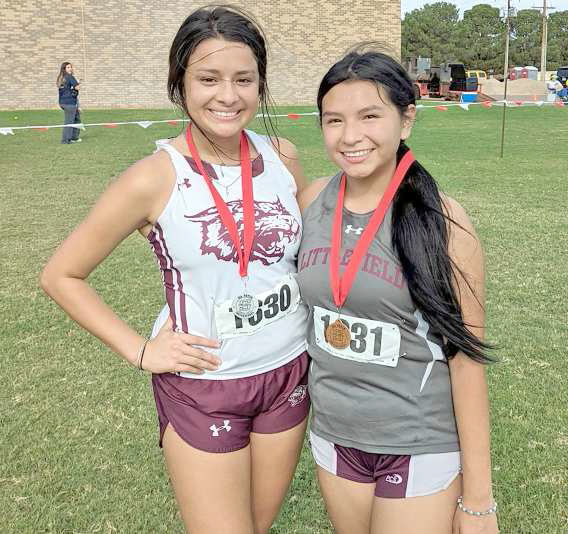COMPETING HARD - Littlefield’s Jasmine Castillo placed second overall in the JV girl’s race and Sam Duran finished 17th overall for the Lady Cat’s JV team last weekend at the Oil Path Invitational in Sundown. (Submitted Photo)