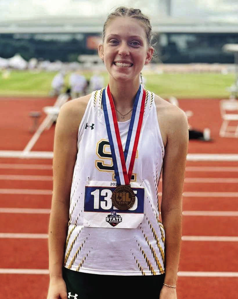 Springlake-Earth’s Caydee Humphrey wrapped up her 2026 track season with a 3rd place finish at the 1A State Track Meet in Austin last Friday, where she threw a distance of 121-7 in the women’discus competition. (Submitted Photo)