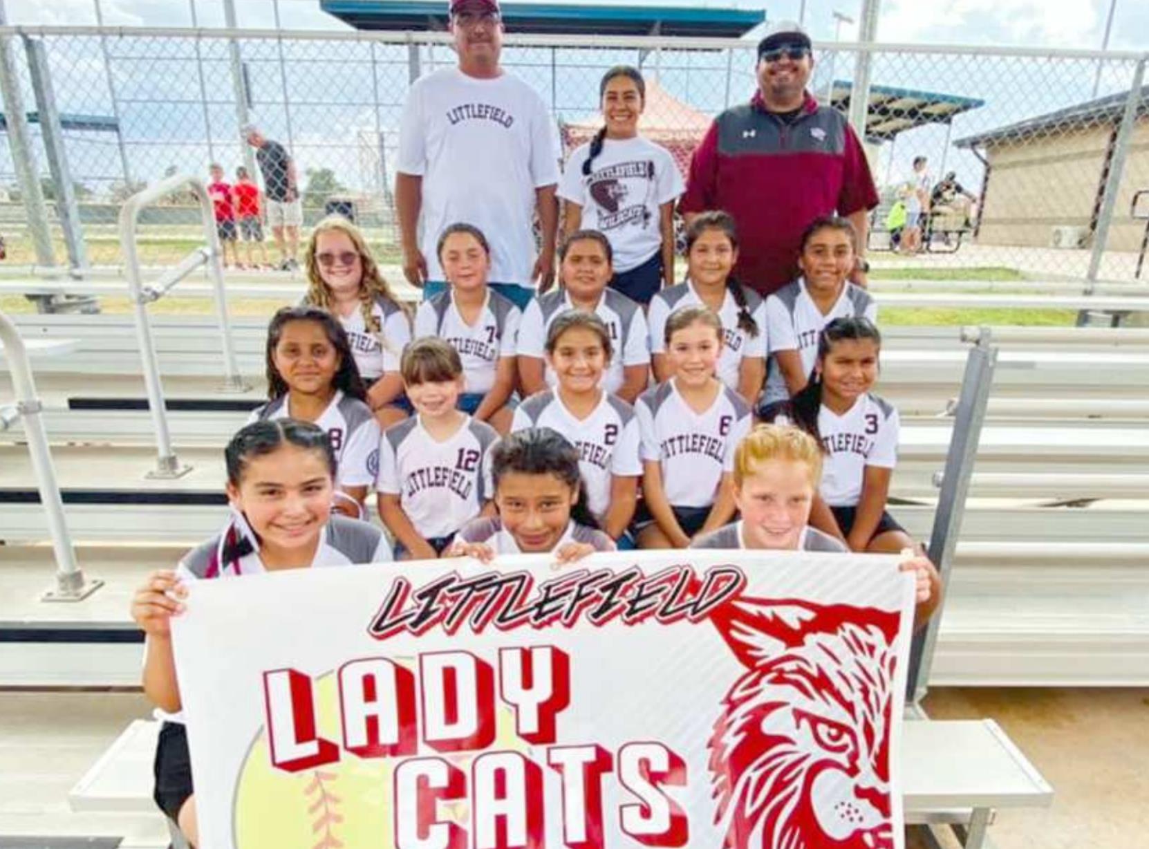 THIRD PLACE – The Littlefield Lady Cats’ 10u Softball Team took third place at the Southwest Regional Softball Tournament that was held in Brownfield this past weekend. They are coached by Susan Perry (Not Shown), Chris Soliz, Michael Vargas and Julie Rodriguez. Players: Riley Miller, Haylie Soliz, Jasmine Ortiz, Jenesis King, Mia Tijernia, Kenzley Mata, Carlee Perry, Caylie Navarette, Kendall Vargas, Anna Vargas, Dianely Delgado, Jackalyn Melendez and Kambree Angeley. (Submitted Photo)