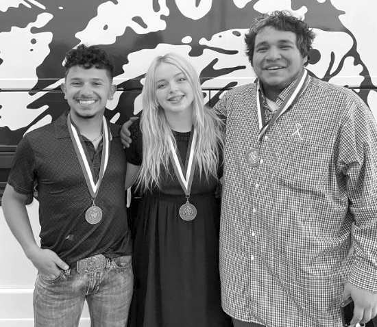 Littlefield High School One-Act Play members placed for their performance of The Demons of Fleet Street.” Maggie Moore earned the All-Star Cast Award, Darius Perez earned the Honorable Mention All-Star Cast Award and Nathan Rodriguez earned the Tech Award. (Submitted Photo)
