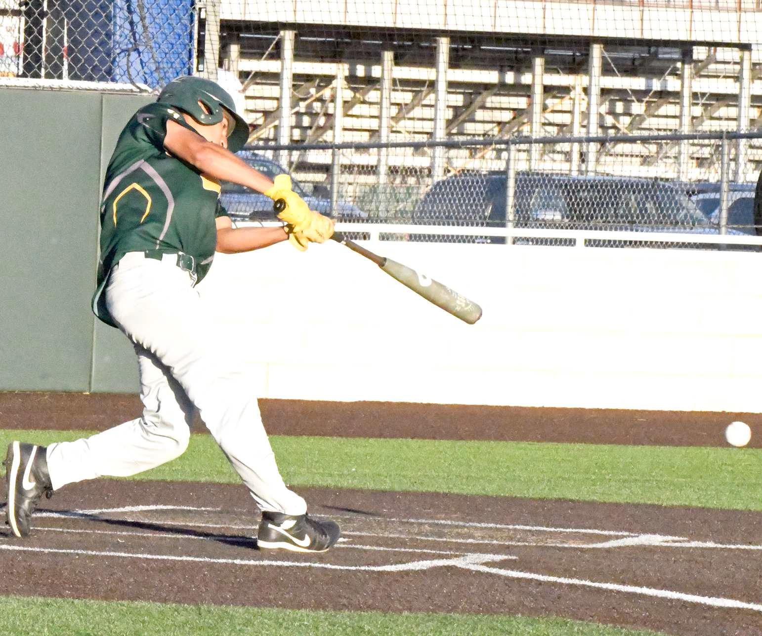 Froylan Agundiz singled under the glove of the second baseman to drive in a run in the bottom of the second inning of the Wolverines, 14-4, loss to Crosbyton in Littlefield on Thursday. (Staff Photo by Derek Lopez)