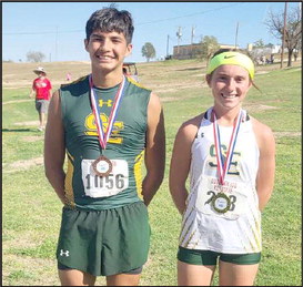 FINISHING STRONG - Springlake-Earth’s Kaylob Fretze finished 23rd overall on the boy’s side on Saturday in Lubbock, while Taytum Goodman placed first overall on the girl’s side. (Submitted Photo)