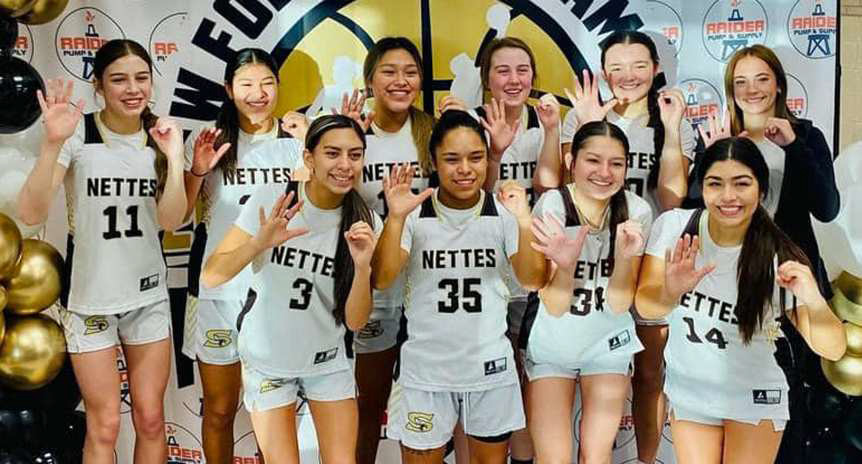 The Sudan Nettes’ varsity basketball team went 5-0 this week in Lamesa at the O.W. Follis Tournament to claim first place. On Thursday, they defeated Stanton, 86-34, and Socorro, 57-29, and on Friday they defeated Borger, 74-66, and Post, 82-16, before defeating Coloroado High School on Saturday in the Championship game, 68-34. (Shown): Addison Cornelius, Edette Herrera, Erica Herrera, Melo Rodriguez, Haylee Toscano, Lexi Jennings, Kaileigh Greenwalt, Blessy Montes, Emry Humphreys. (Submitted Photo)