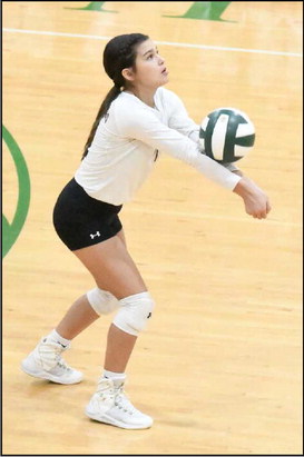 BREAKING THE SERVE - Littlefield’s Cali Saldana, breaks the serve from Idalou, as the Lady Cats look to go on the attack, during their district road match at Idalou on Tuesday. The Lady Cats dropped a tough match, 2-3. (Staff Photo by Derek Lopez)