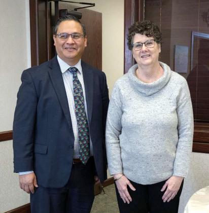 First Federal Bank President Dezi Vargas is shown with Jacalene Edwards, who is retiring from the bank after 35 years of service. (Staff Photo by Rhode Duenas)