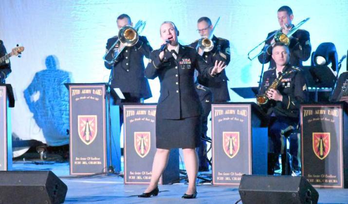 The 77TH US Army Jazz Band performs at Wildcat Gymnasium for the Littlefield High School Veteran’s Day Program last Thursday that was put on by the LHS Student Council. (Staff Photo by Derek Lopez)
