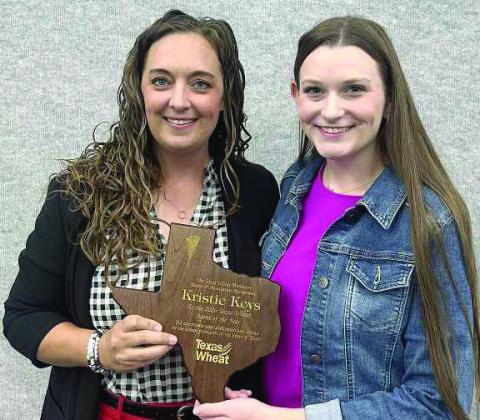 Kristie Keys, Texas Wheat Agent of the Year, left.
