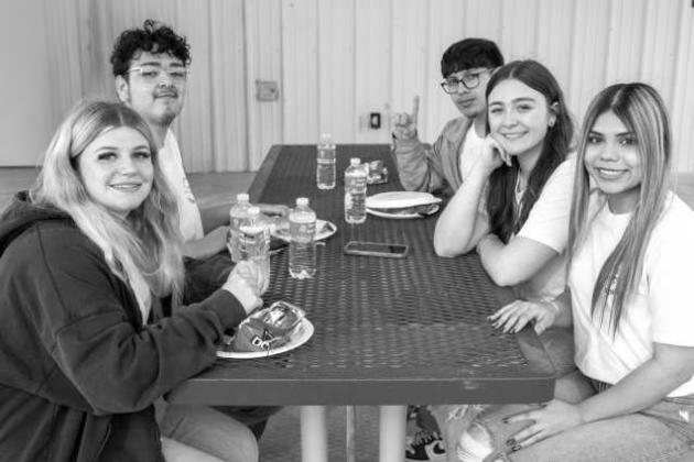 Ally Dalton, Xavier Martinez, Caleb Caudillo, Lyric Rios and Ali Portillo celebrate the Senior Sunset on May 21, 2026. (Photo by Madison Vidales)