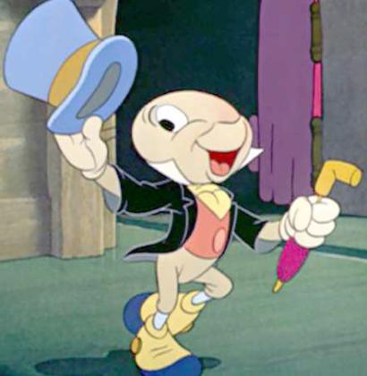Jiminy Cricket in the trailer for his home film, 1940's Pinocchio, produced by Walt Disney