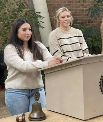Alexandria Hernandez and Madison McNeese are LHS graduates, class of 2023. They each earned a Rotary Scholarship. They visited Rotarians on Thursday, Jan. 11th to update the Club about their college experiences. Ms. Hernandez is studying Primary Education at South Plains College. Ms. McNeese is studying business administration at Texas Tech University. (Submitted Photo)