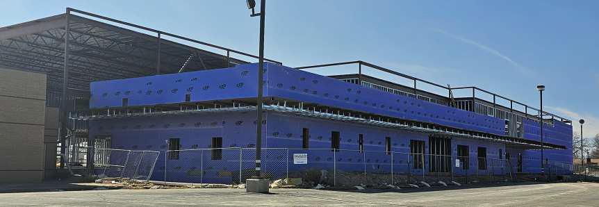 Shown is the progress on the new Littlefield High School, which is slated to open in the winter of 2024. (Staff Photo by Derek Lopez)