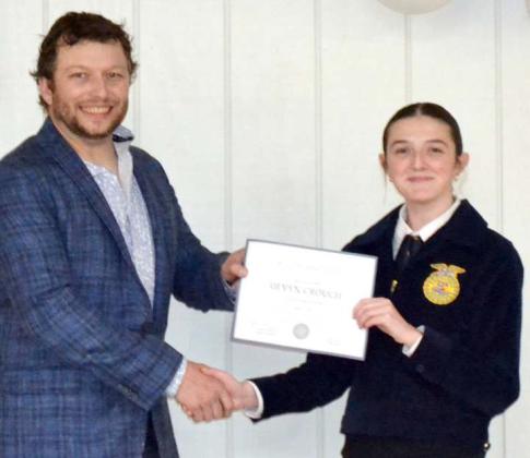 Sr Livestock Showman- Devyn Crouch with Tyler Classen.
