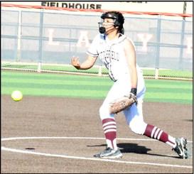 COMPLETE GAME - Littlefield senior pitcher, Cadence Sanchez, pitched a complete game on Thursday in Plainview against the Bushland Lady Falcons during game one of their 3AArea round playoff series. Sanchez gave up six runs, while earning two strike outs in the contest. (Staff Photo by Derek Lopez)