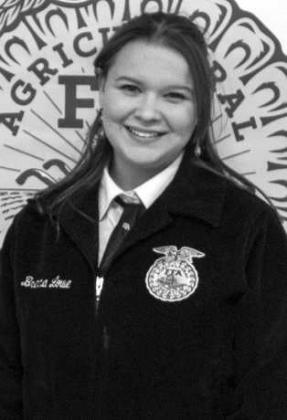 Brenna Lowe receives recognition for being a GH Creed competitor and Junior Prepared Speaking at the Littlefield FFA banquet on May 18, 2026. (Photo by Madison Vidales)