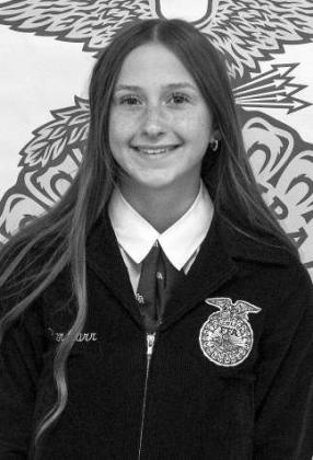 Piper Carr receives recognition for Senior Prepared Ag Policy at the Littlefield FFA banquet on May 18, 2026. (Photo by Madison Vidales)