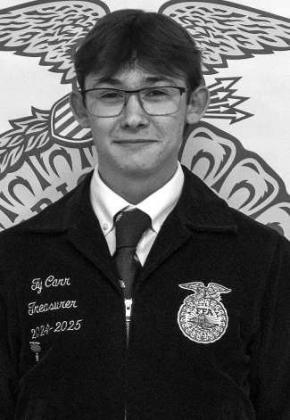 Ty Carr receives recognition for Senior Prepared Animal Science at the Littlefield FFA banquet on May 18, 2026. (Photo by Madison Vidales)