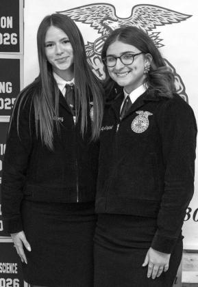 Kat Hill and Boston Haltom receive recognition for Soil Stewardship at the Littlefield FFA banquet on May 18, 2026. (Photo by Madison Vidales)