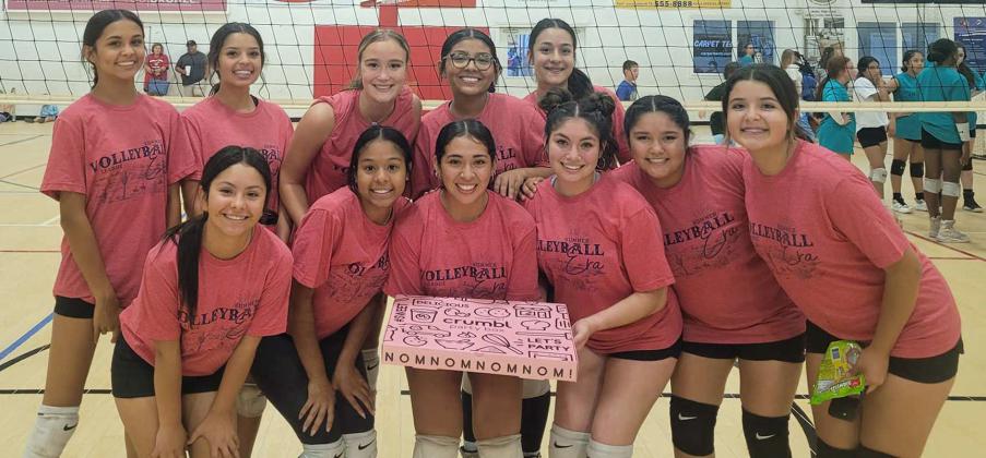 The Littlefield Lady Cats’ summer league volleyball team competed in the Lubbock Summer Volleyball League Tournament Silver Bracket this past week, where they played 14 games to become the Silver Bracket Champions. (Shown): Kealee Bussey, Kayla Castillo, Madison Contreras, Tailyn Gomez, Zaley Gonzalez, Yazmin Longoria, Kamila Silveira, Jaelyn Tijerina, Brittani Wright, Sophia Mata and Kailynn Salazar. (Submitted Photo)
