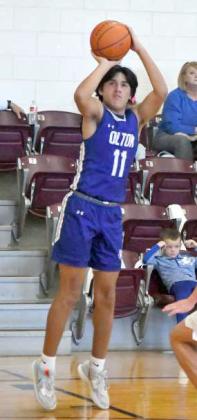 Nathan Urbina fires up a three from the right elbow, during the Mustangs’ tournamentopener at the Wildcat Classic Wednesday afternoon. (Staff Photo by Derek Lopez)