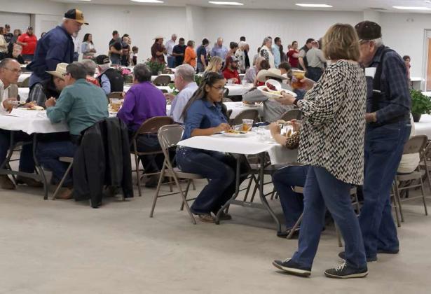 Texas Producers Cooperative members attending the TCP annual meeting on Thursday, April 18, 2024 were served a barbeque meal catered by River Smith's of Lubbock. (Photo by Ann Reagan)