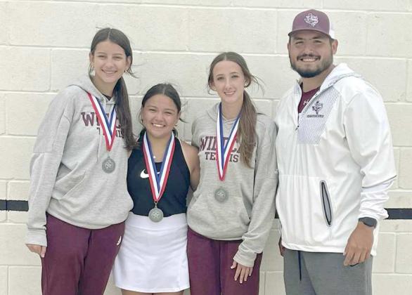 2023 REGIONAL QUALIFIERS - The Littlefield varsity tennis team had three girls qualify for the Regional Tennis Meet on Thursday. Julie Bownds and Chloe Sawyer took second at the District meet in girl’s doubles, while Ale Rojas took second at the District meet in girl’s singles. They are coached by Head Coach Matthew Arce. The Regional meet will be held on April 11th and 12th at the Rose Park Tennis Center in Abilene. (Submitted Photo)
