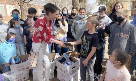 Springlake-Earth students donate socks to benefit shelter
