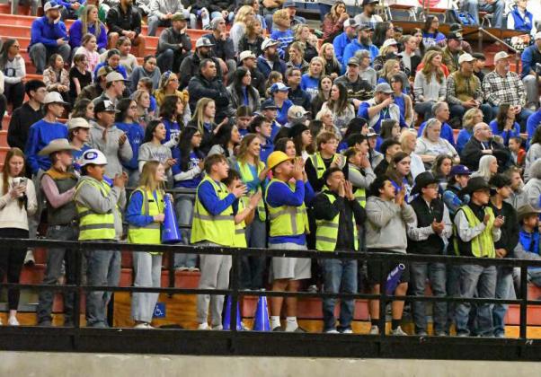 The Olton Student Section showed up and made a difference, as they had the Tascosa High Gym rocking on Friday night, as their Mustangs defeated West Texas to advance to the Regional Semi-Finals. (Staff Photo by Derek Lopez