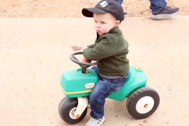 Mr. Hudson McGann, age 2 is ready to participate in the Annual SPATA Plow Day held at the Gordon Graves farm north of Spade, Texas on Saturday, March 23, 2024. Mr. McCann is the great-grandson of Mr. and Mrs. Gordon Graves. (Photo by Ann Reagan)