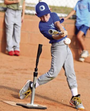 Campers worked on hitting at the Olton Baseball Camp that was held earlier this month with new Mustang Head Coach Kris Cavazos. (Staff Photo by Derek Lopez)