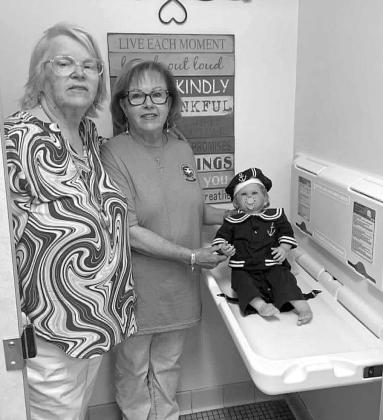 The Lamb Healthcare Auxiliary purchased a baby changing station for LHC. (Shown): Doris Howell and Janet Conkin. (Submitted Photo)