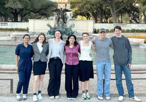 Members of Sudan High School’s debate team pose on the University of Texas Campus in Austin, Texas. (Submitted Photo)