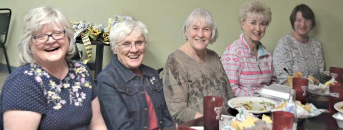 FIRST MEETING OF CRAFTY GARDENERS — These were among those who attended the first annual meeting of the Crafty Gardeners on Tuesday, March 23, 2021 at Loco’s Restaurant. They are, left to right, LeLani Harris, Marjorie Pierce, Sheila Oliver, Judy Rogers, and Melissa Sawyer. (Photo by Ann Reagan)