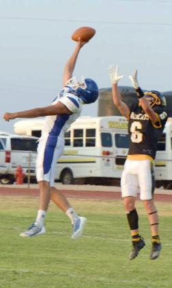 Amherst makes a one-handed grab against Grady on Friday night, as the Bulldogs start the season 1-0. (Submitted Photo)