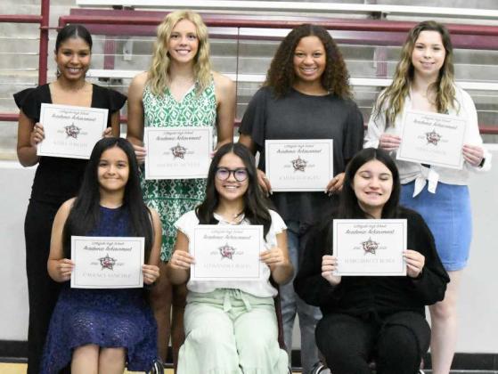 Top 10% Senior Class - The following students finished in the Top 10% in the senior Class. Kiara Wright, Madison McNeese, Kaeleigh Logan, Emma Parker, Cadence Sanchez, Alessandra Rojas and Margarrett Rowe. (Staff Photo by Derek Lopez)