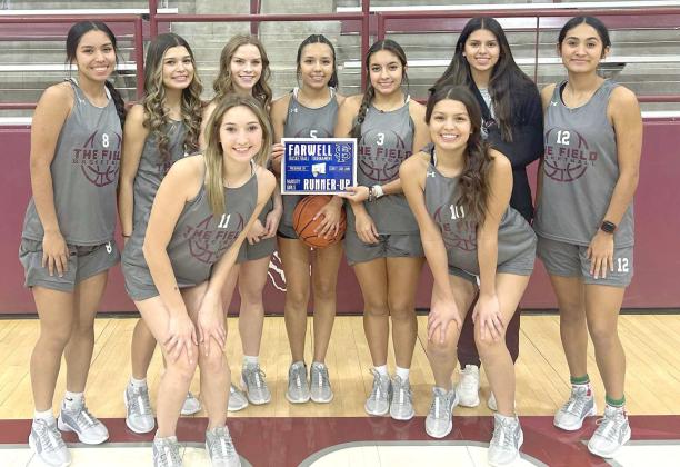 2023 FARWELL INVITATIONAL RUNNER UPS - The Littlefield Lady Cats’ varsity basketball team went 2-1 at the 2023 Farwell Invitational this past weekend, falling to the host team Lady Blue, 5728, in the Championship game on Saturday. The Lady Cats defeated Canyon JV on Thursday and Portales on Friday to make it to the Championship on Saturday. (L-R): Nevaeh Esquibel, Cali Saldana, Marysa Saenz, Kennadi Hanlin, Jazmine Rosalez, Arianna Cruz, Ari Castillo, Danica Jouett and Amiah Elizondo. (Submitted Photo)