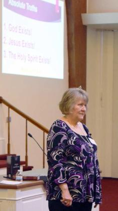 Gayla Wood, longtime educator and public speaker , presented the Spring Cleaning of the Christian Soul at the Crescent Park Church of Christ of Littlefield, Texas on Saturday, April 29, 2023. (Photo by Ann Reagan)