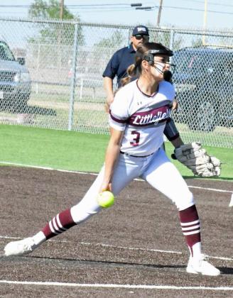 Cali Saldana pitched a complete game for the Lady Cats on Monday, as they defeated Idalou, 19-4. Saldana threw 3.2 innings, giving up six hits, one walk and four runs, while earning one strikeout. (Staff Photo by Derek Lopez)