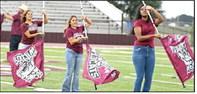 Members of the Littlefield Colorguard performed with the Marchin’ Cats Band, during Meet the Wildcats last Thursday at Wildcat Stadium. (Staff Photo by Derek Lopez)
