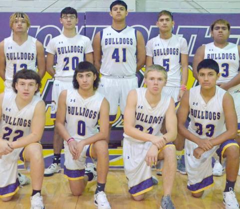 2021-22 ANTON VARSITY BOYS BASKETBALL TEAM – The Anton varsity boys are coached by Joshua Hinojosa. (Shown no order): Gavin Matinez, Noah Salsman, Sergio Champion, Ashton Martinez, Rayden Cooper, Adam Lopez, Lane Vellinga, Gage Garcia, William Fleming, Jose Avalos, Edmundo Avalos. (Photo by Dominick Puente)