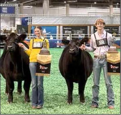 Houston 2025 -- (Left) Makenzie DeBerry class 14 Simmental Heifer 1st Place Reserve Division Reserve Breed Champion. (Right) Wyatt DeBerry Class 8 Angus heifer 2nd place. Reserve Division and Reserve Breed. (Submitted Photo)