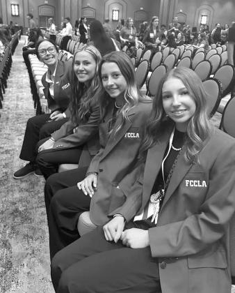 Olton High School Students Claire Lostroh, Jeri Holcomb, Austyn Gorman and A’Lee Griffin attend the Dallas FCCLA Conference. (Submitted Photo)