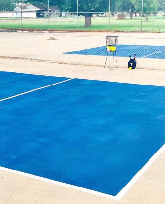 Mark Yarbrough stands on the newly completed Pickleball Court in Amherst, TX. (Submitted Photo)