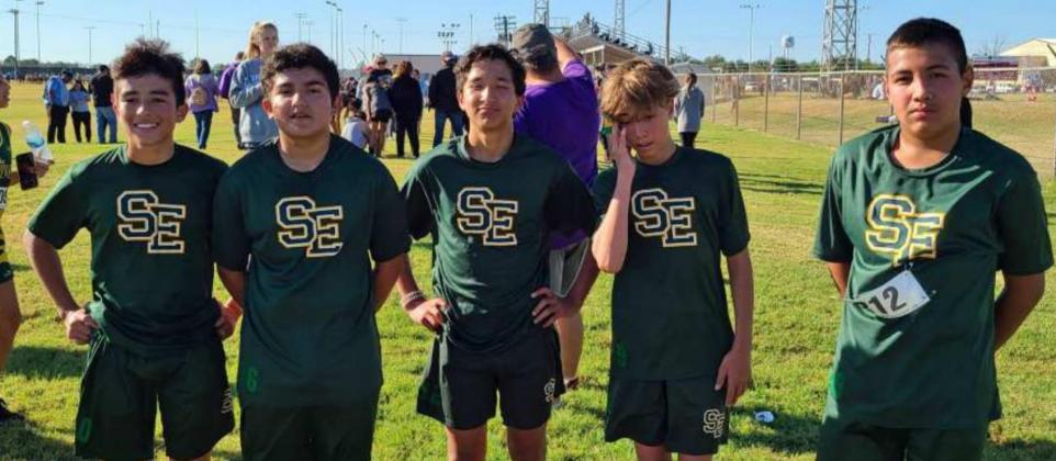 15 th OVERALL – The Springlake-Earth Wolverines’ junior high cross country team competed at the Oil Patch Invitational in Sundown on Saturday, where they finished 15 th overall. (Shown no order): Luis Fuentes, Cohen Ethridge, Isaac Sotelo, Robert Flores and Brian Longoria (Submitted Photo)
