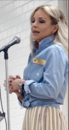 KACI MORRIS, field representative for U.S. Rep. Jodey Arrington, gave an update on the activities of the representatives. (Staff Photo by Joella Lovvorn)