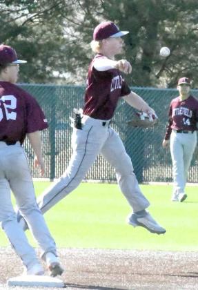 SHOWING THE RANGE - Littlefield JV shortstop, Bradyn Redman, fields a ball hit up the middle and fires it to first for an out, during the Wildcats loss to Lubbock High on Thursday during tournament play. (Staff Photo by Derek Lopez)