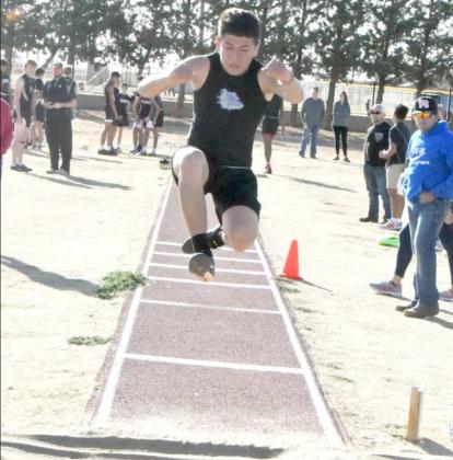 FOURTH IN TRIPLE JUMP–Amherst junior, Jaime Garcia, leaped a distance of 35’1”, which was good for a fourth place finish in the boy’s varsity triple jump competition on Thursday at the 2021 Son Qualls Relays Track Meet at Sudan High SchooL (Staff Photo by Derek Lopez)